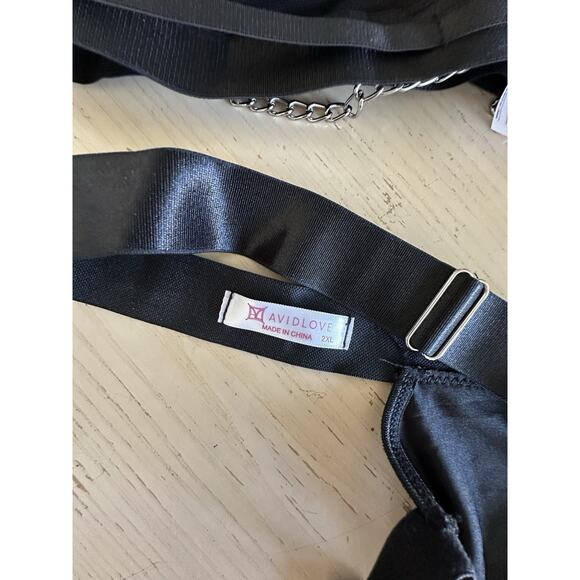 Avidlove Women’s Lingerie Set Straps Underwire Push Up Bra With Chain Blac 2XL - Picture 5 of 5